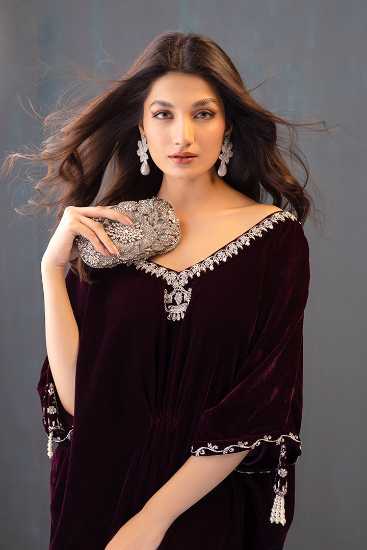 Prune kaftan HAND MADE