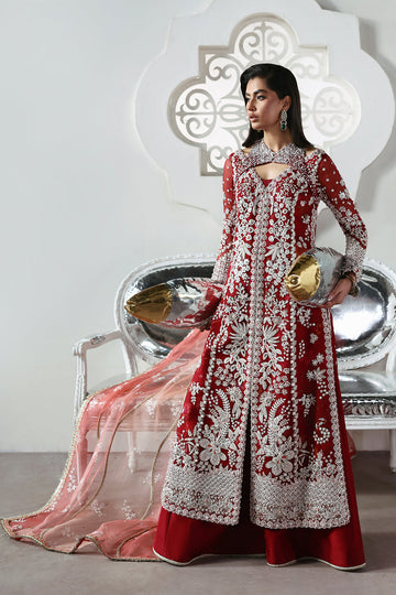 Crimson Red Multi-Panel Organza Suite | Luxury Festive Formal