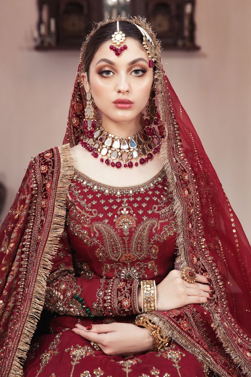 Maria B Bridal Couture Lehenga Choli Red